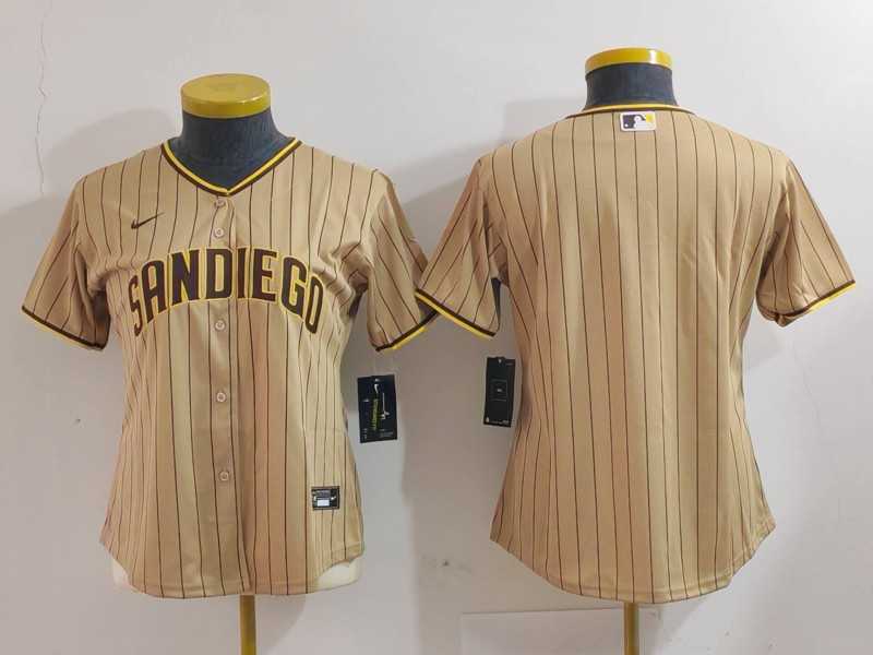 Womens San Diego Padres Blank Tan NEW 2023 Cool Base Stitched Jersey